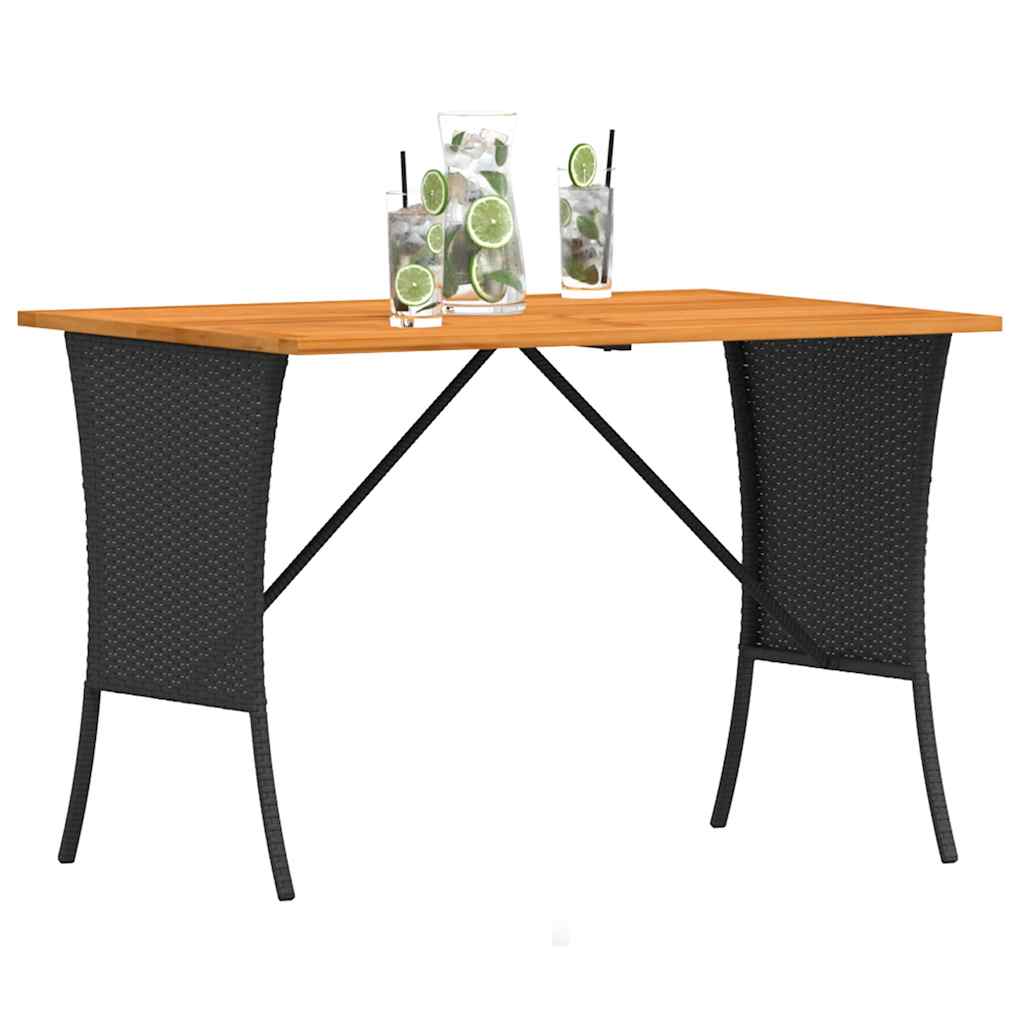 vidaXL Gartentisch mit Akazienholzplatte 105x75x72 cm Poly Rattan