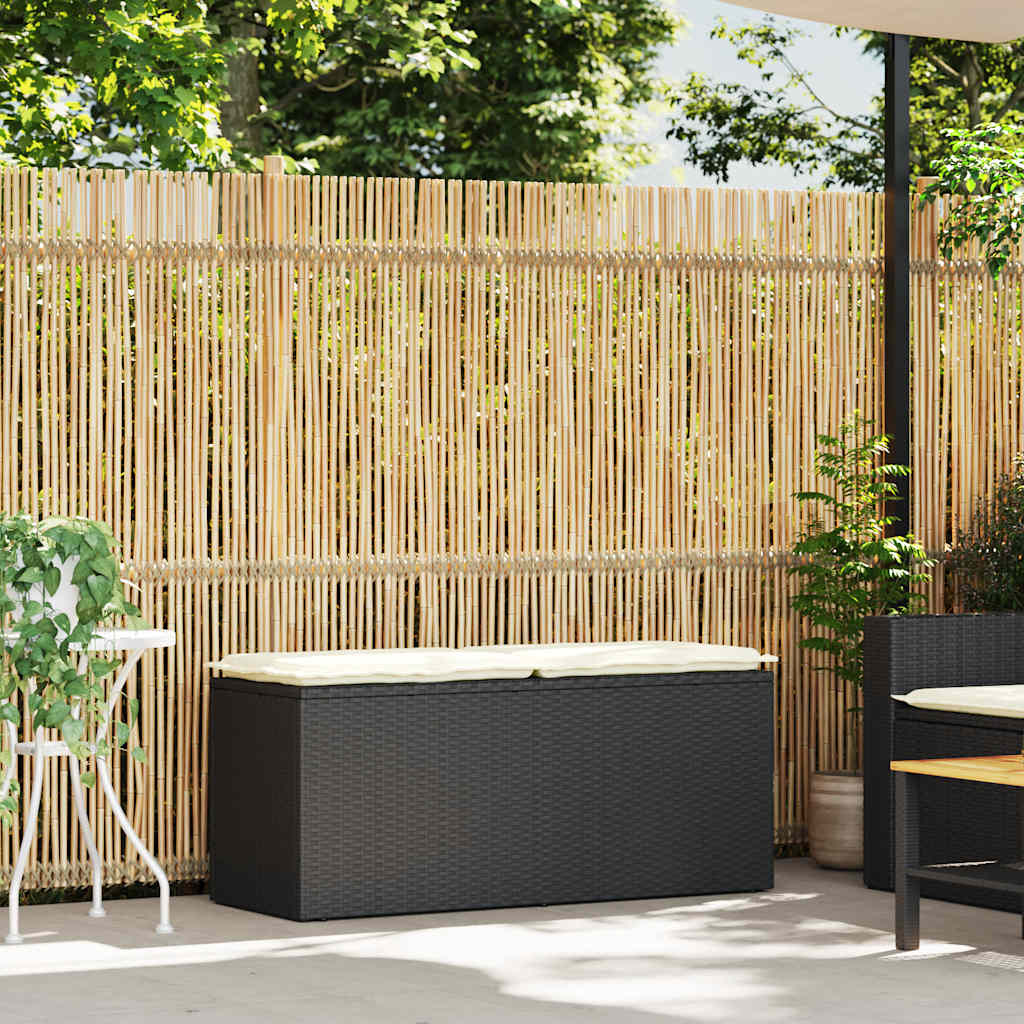 vidaXL Gartenbank mit Kissen Schwarz 110x40x44 cm Poly Rattan