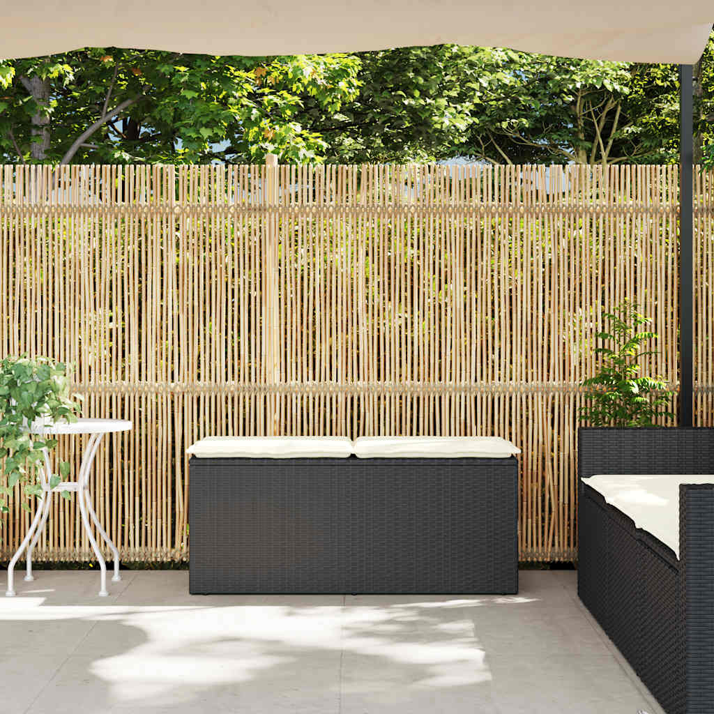 vidaXL Gartenbank mit Kissen Schwarz 110x40x44 cm Poly Rattan
