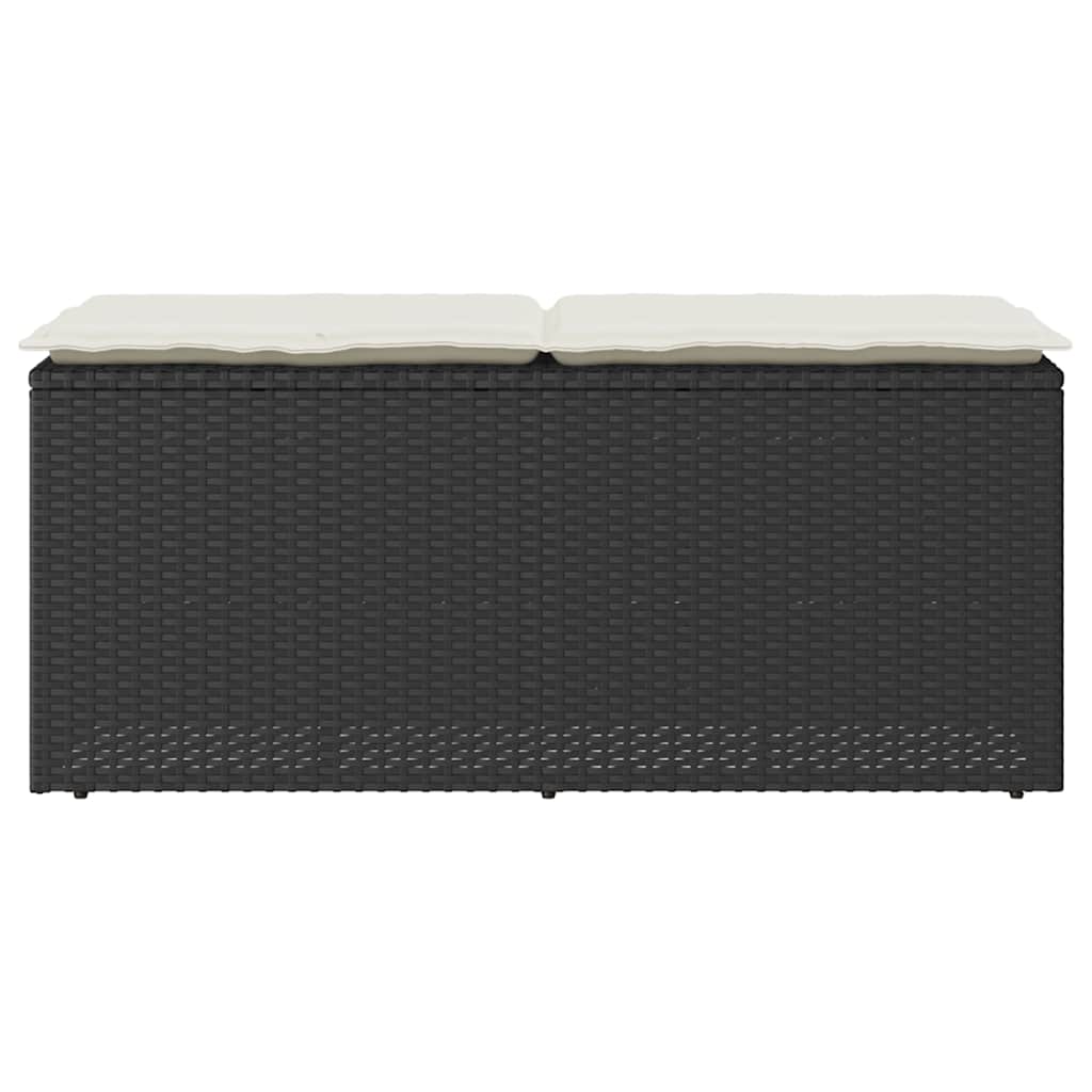 vidaXL Gartenbank mit Kissen Schwarz 110x40x44 cm Poly Rattan