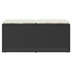 vidaXL Gartenbank mit Kissen Schwarz 110x40x44 cm Poly Rattan