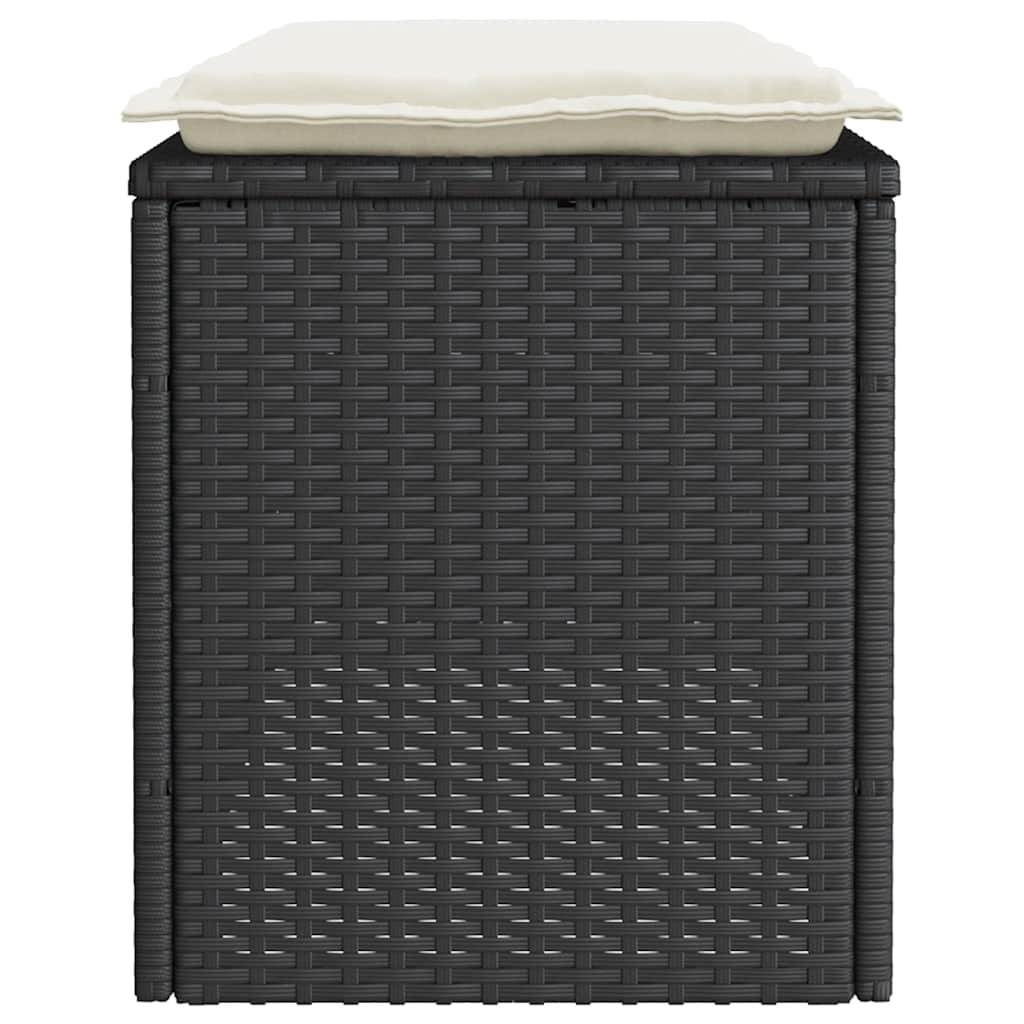 vidaXL Gartenbank mit Kissen Schwarz 110x40x44 cm Poly Rattan
