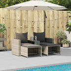 vidaXL 5tlg. Garten-Sofagarnitur Kissen Stapelbar Hellgrau Poly Rattan