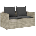 vidaXL 5tlg. Garten-Sofagarnitur Kissen Stapelbar Hellgrau Poly Rattan