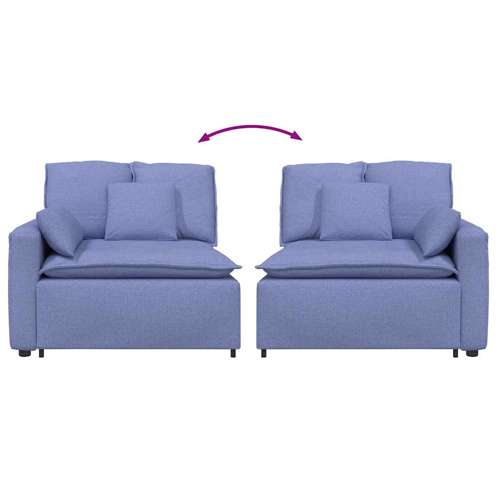 vidaXL Modulares Sofa Endmodul mit Armlehne Kissen Jeansblau 100 cm