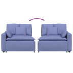 vidaXL Modulares Sofa Endmodul mit Armlehne Kissen Jeansblau 100 cm