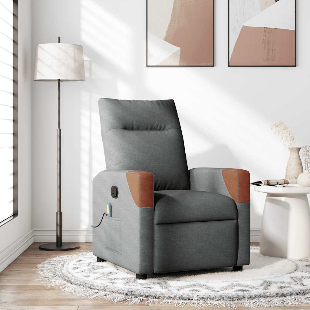 vidaXL Massage-Relaxsessel, Stoff, Dunkelgrau