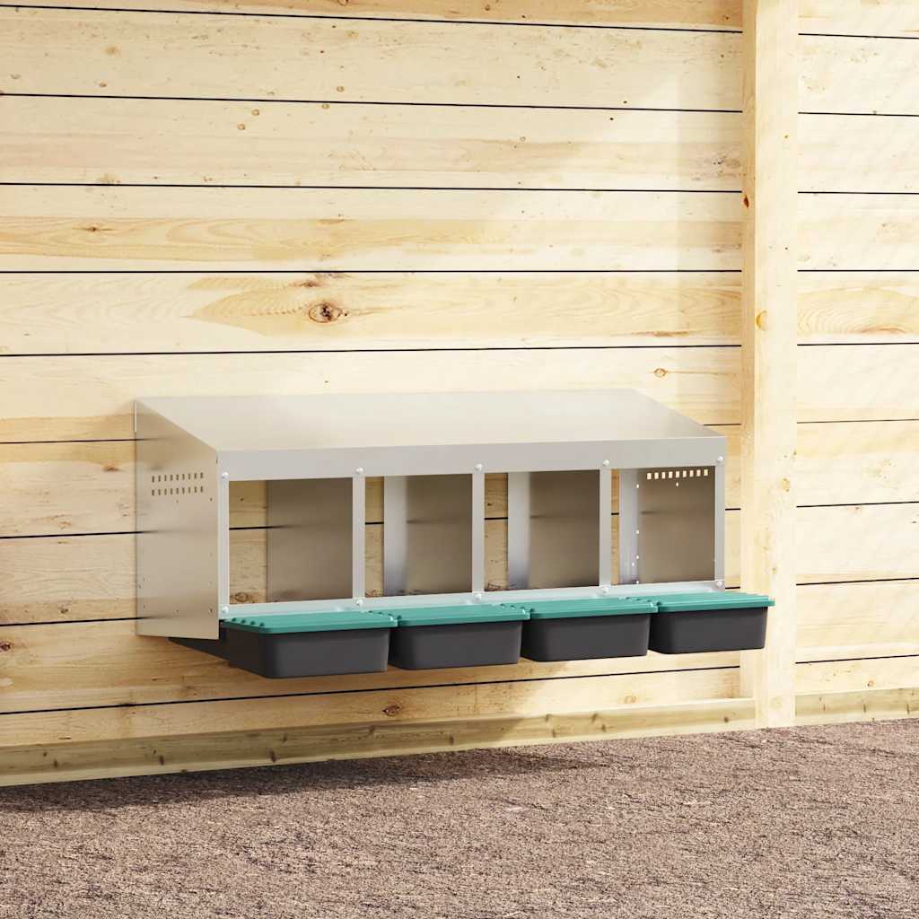 vidaXL Hühner-Nistkasten 4 Fächer Wandmontage Verzinkter Stahl
