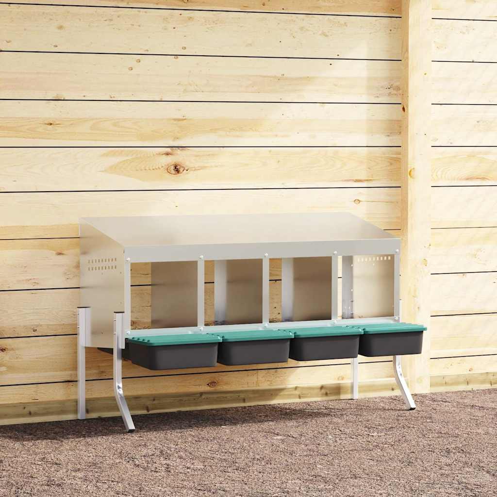 vidaXL Hühner-Nistkasten 4 Fächer mit Beinen Verzinkter Stahl