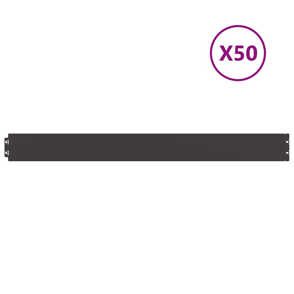 vidaXL Rasenkanten 50 Stk. Schwarz 10x103 cm Kaltgewalzter Stahl