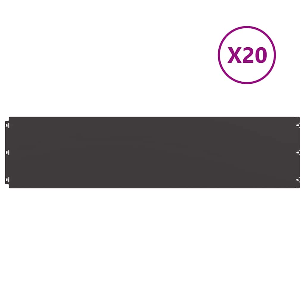 vidaXL Rasenkanten 20 Stk. Schwarz 25x103 cm Kaltgewalzter Stahl