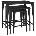 vidaXL Garten-Satztische 3 Stk. Schwarz Poly Rattan