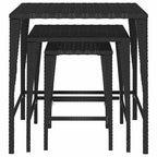 vidaXL Garten-Satztische 3 Stk. Schwarz Poly Rattan