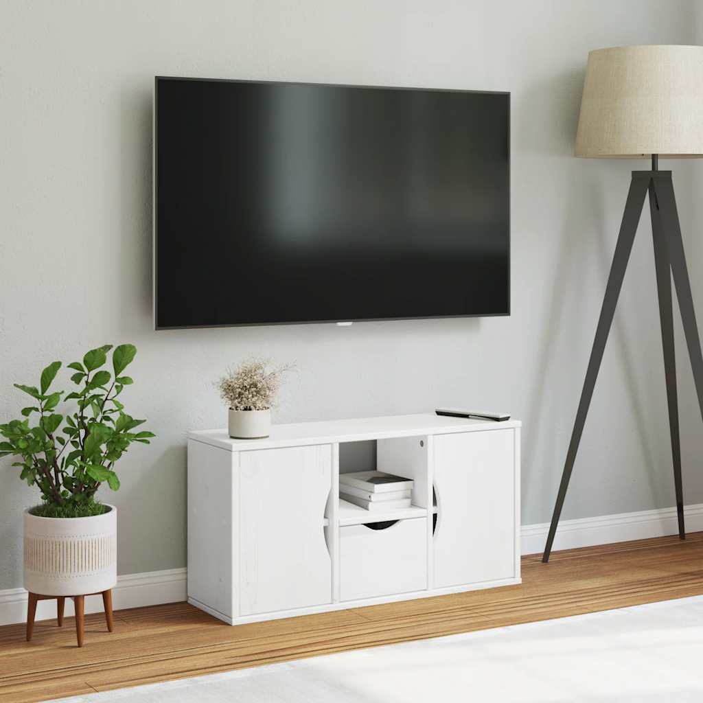 vidaXL TV-Schrank mit Schublade Weiß 79x24x40 cm Massivholz Kiefer