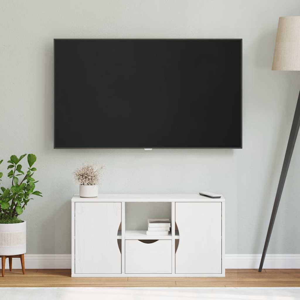 vidaXL TV-Schrank mit Schublade Weiß 79x24x40 cm Massivholz Kiefer