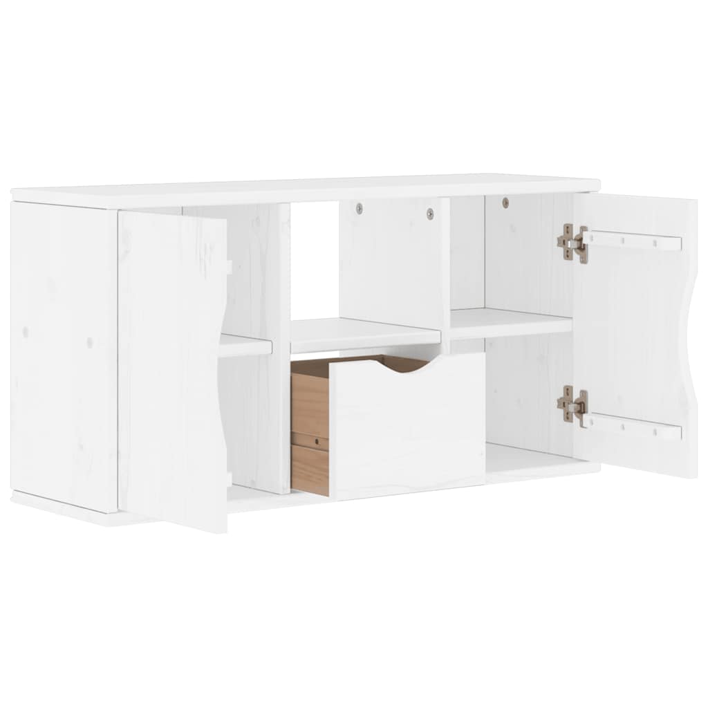 vidaXL TV-Schrank mit Schublade Weiß 79x24x40 cm Massivholz Kiefer