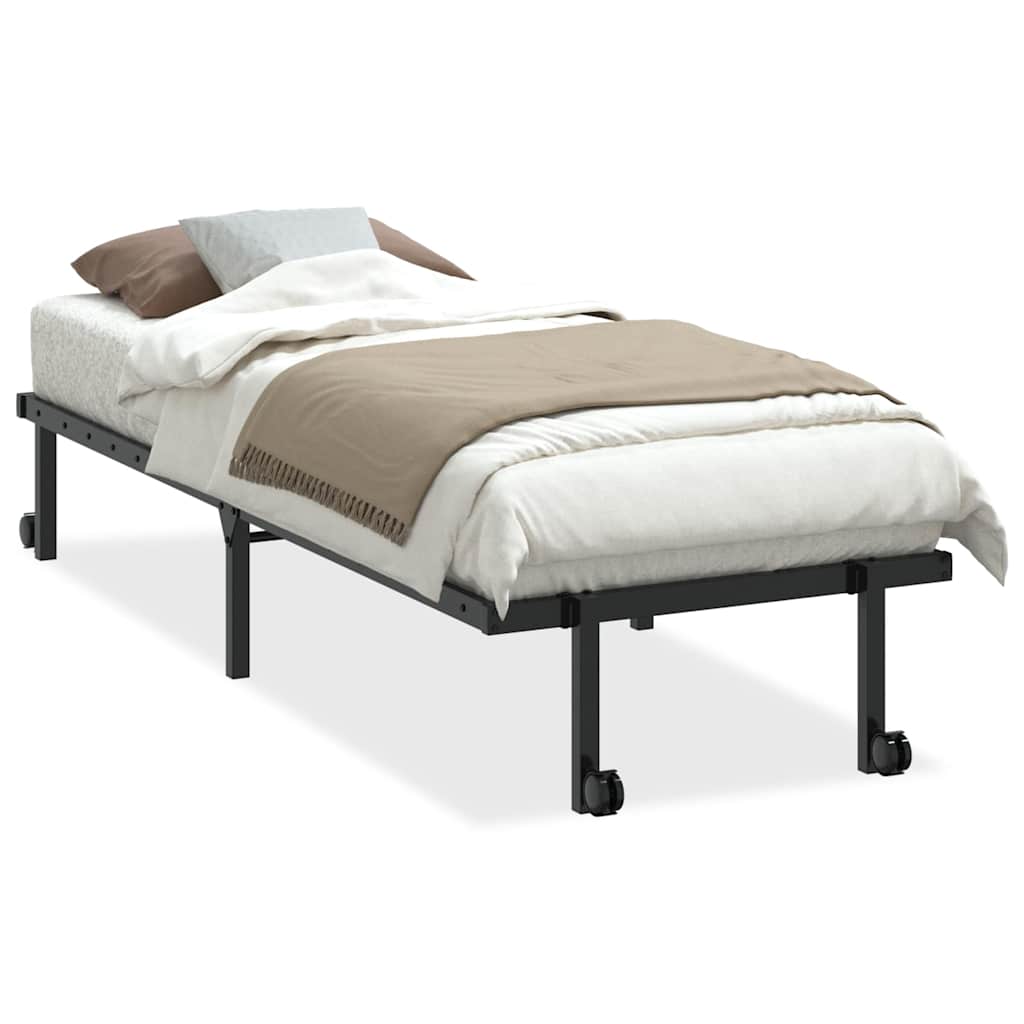 vidaXL Bettgestell ohne Matratze Klappbar Schwarz 80x200 cm Stahl