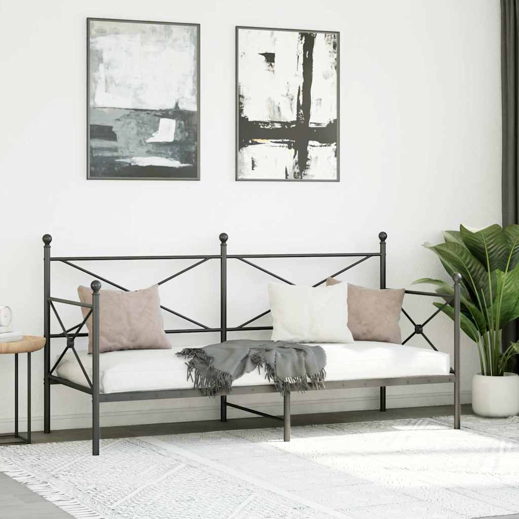 vidaXL Tagesbett ohne Matratze Schwarz 75x190 cm Stahl