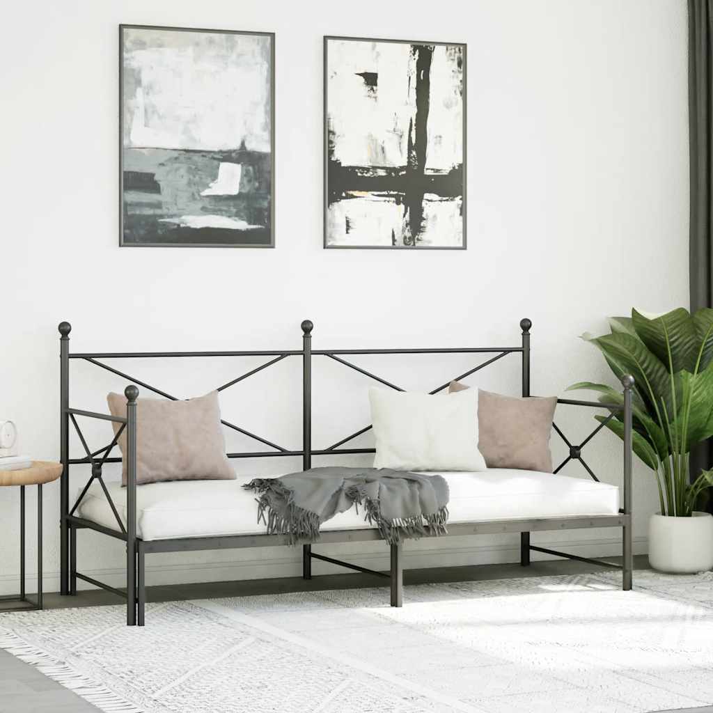 vidaXL Tagesbett Ausziehbar ohne Matratze Schwarz 75x190 cm Stahl