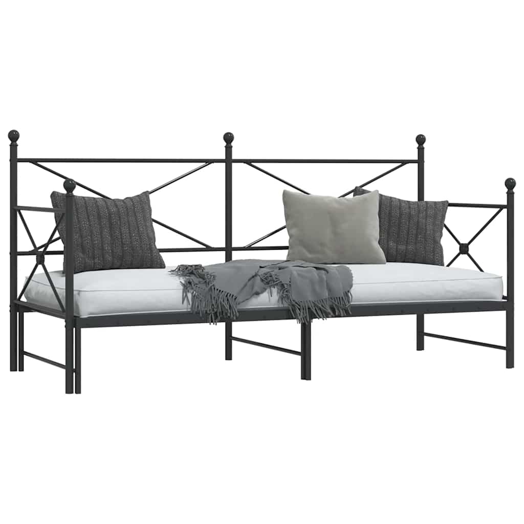 vidaXL Tagesbett Ausziehbar ohne Matratze Schwarz 75x190 cm Stahl
