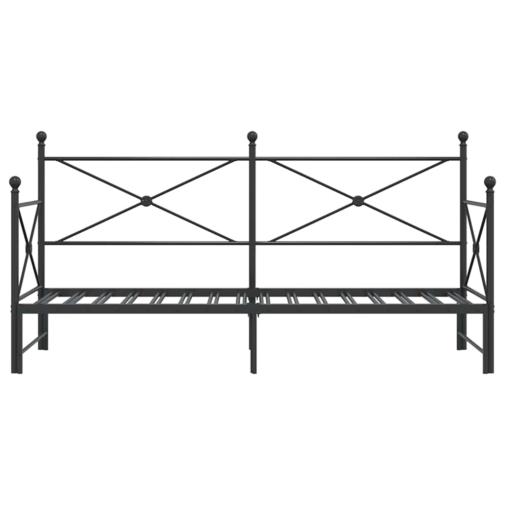 vidaXL Tagesbett Ausziehbar ohne Matratze Schwarz 75x190 cm Stahl