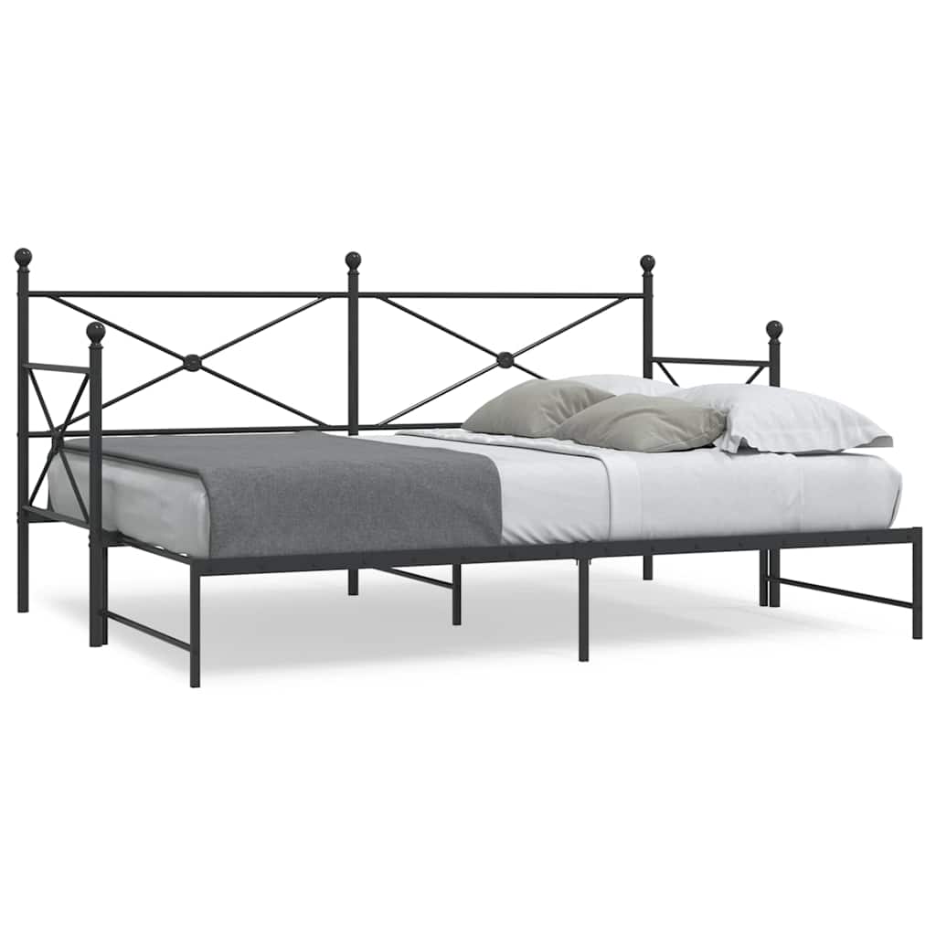 vidaXL Tagesbett Ausziehbar ohne Matratze Schwarz 75x190 cm Stahl