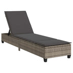 vidaXL Sonnenliege mit Auflagen Grau 55x200x25,5cm Poly Rattan