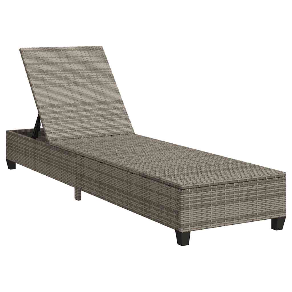 vidaXL Sonnenliege mit Auflagen Grau 55x200x25,5cm Poly Rattan