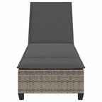 vidaXL Sonnenliege mit Auflagen Grau 55x200x25,5cm Poly Rattan