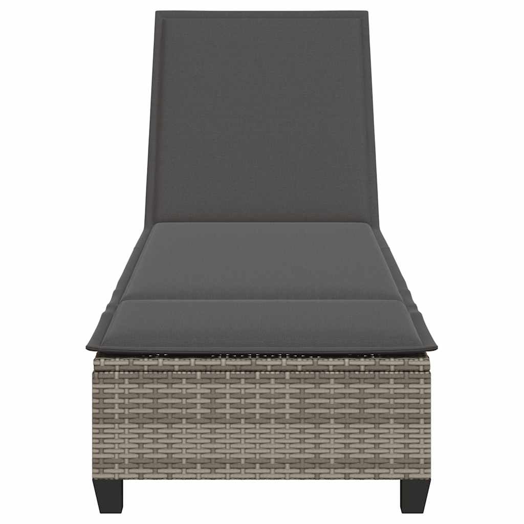 vidaXL Sonnenliege mit Auflagen Grau 55x200x25,5cm Poly Rattan