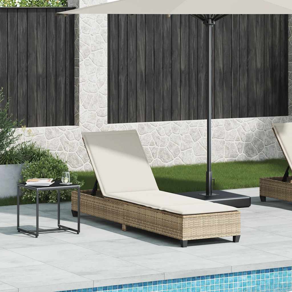 vidaXL Sonnenliege mit Auflagen Grau 55x200x25,5cm Poly Rattan