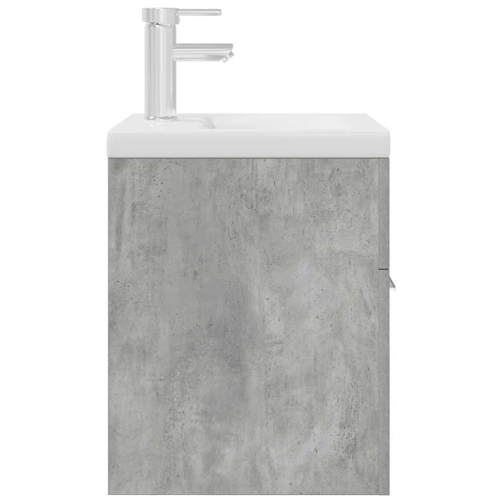 vidaXL Waschbeckenunterschrank mit Einbaubecken Wasserhahn Betongrau