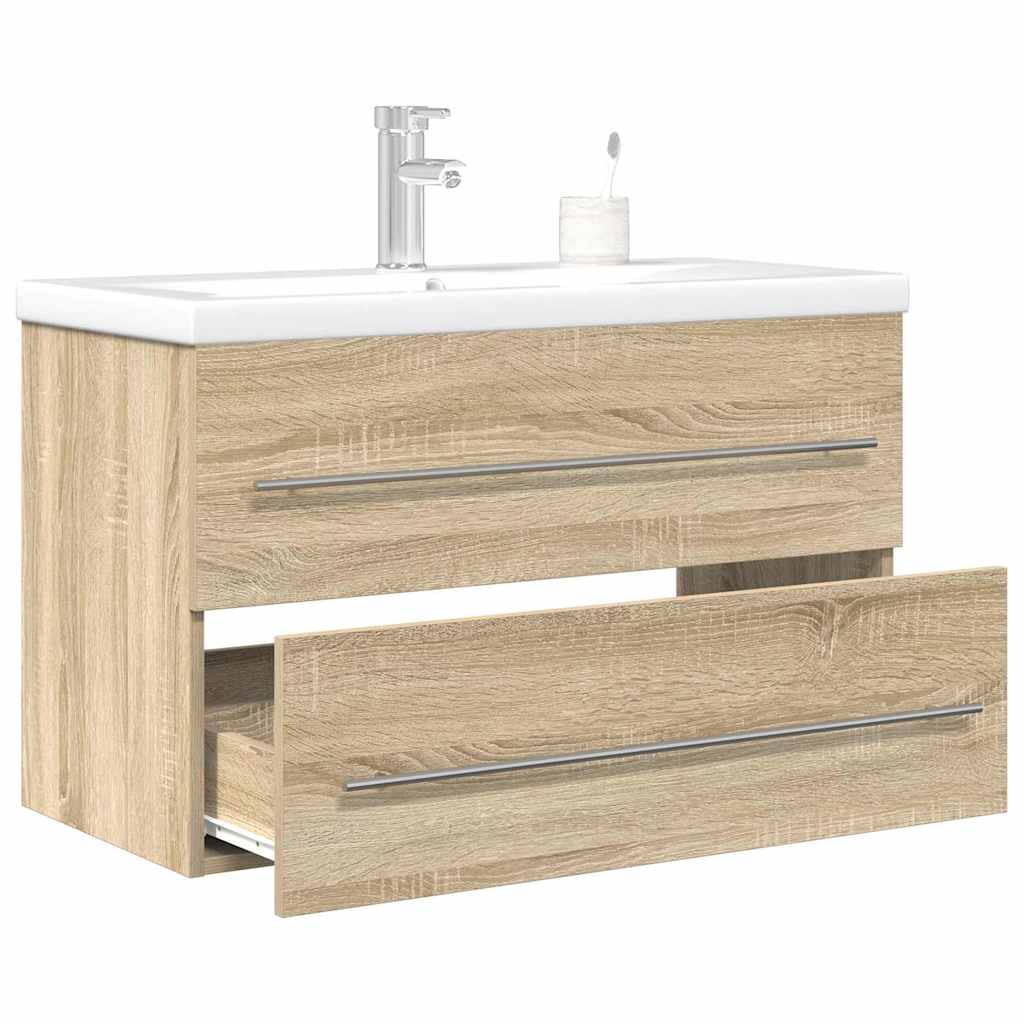 vidaXL 2-tlg. Badmöbel-Set Sonoma-Eiche Holzwerkstoff