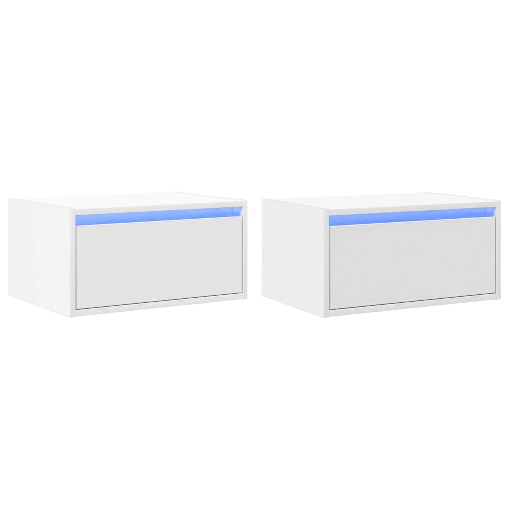 vidaXL Wand-Nachttische mit LED-Leuchten 2 Stk. Weiß