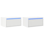 vidaXL Wand-Nachttische mit LED-Leuchten 2 Stk. Weiß