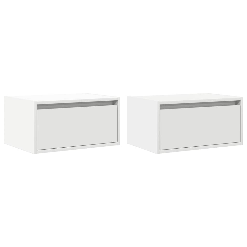 vidaXL Wand-Nachttische mit LED-Leuchten 2 Stk. Weiß