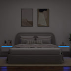 vidaXL Wand-Nachttische mit LED-Leuchten 2 Stk. Weiß