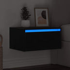 vidaXL Wand-Nachttisch mit LED-Leuchten Schwarz Eichen-Optik