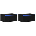 vidaXL Wand-Nachttische mit LED-Leuchten 2 Stk. Schwarz Eichen-Optik