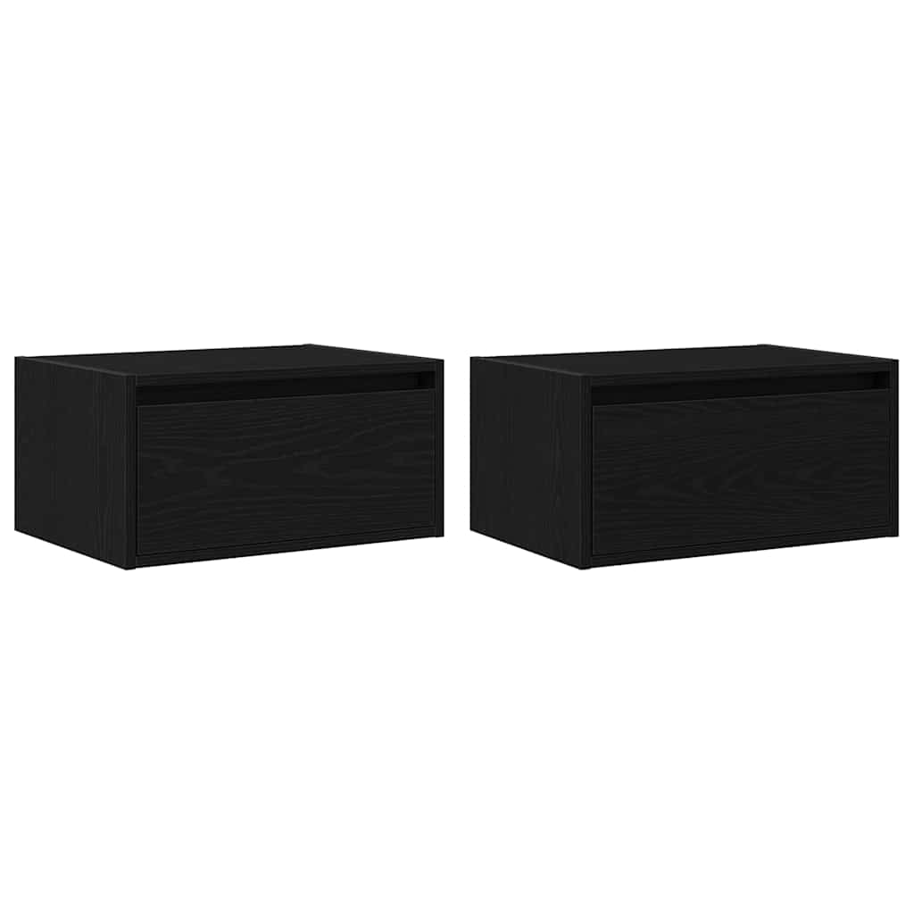 vidaXL Wand-Nachttische mit LED-Leuchten 2 Stk. Schwarz Eichen-Optik