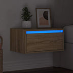 vidaXL Wand-Nachttisch mit LED-Leuchten Sonoma-Eiche