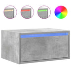 vidaXL Wand-Nachttisch mit LED-Leuchten Betongrau