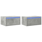 vidaXL Wand-Nachttische mit LED-Leuchten 2 Stk. Betongrau