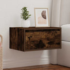 vidaXL Wand-Nachttisch mit LED-Leuchten Räuchereiche