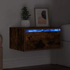 vidaXL Wand-Nachttisch mit LED-Leuchten Räuchereiche