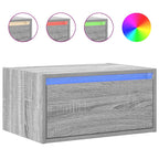 vidaXL Wand-Nachttisch mit LED-Leuchten Grau Sonoma