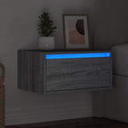 vidaXL Wand-Nachttisch mit LED-Leuchten Grau Sonoma