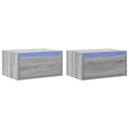 vidaXL Wand-Nachttische mit LED-Leuchten 2 Stk. Grau Sonoma