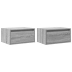 vidaXL Wand-Nachttische mit LED-Leuchten 2 Stk. Grau Sonoma