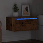 vidaXL Wand-Nachttisch mit LED-Leuchten Altholz-Optik